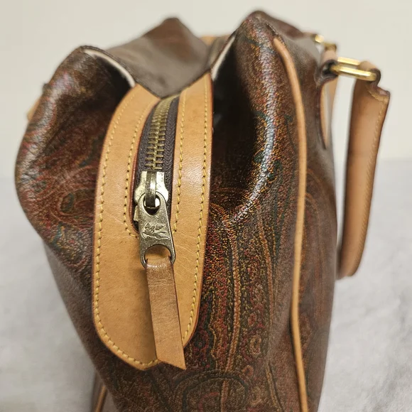 Etro Brown and Tan Paisley Satchel